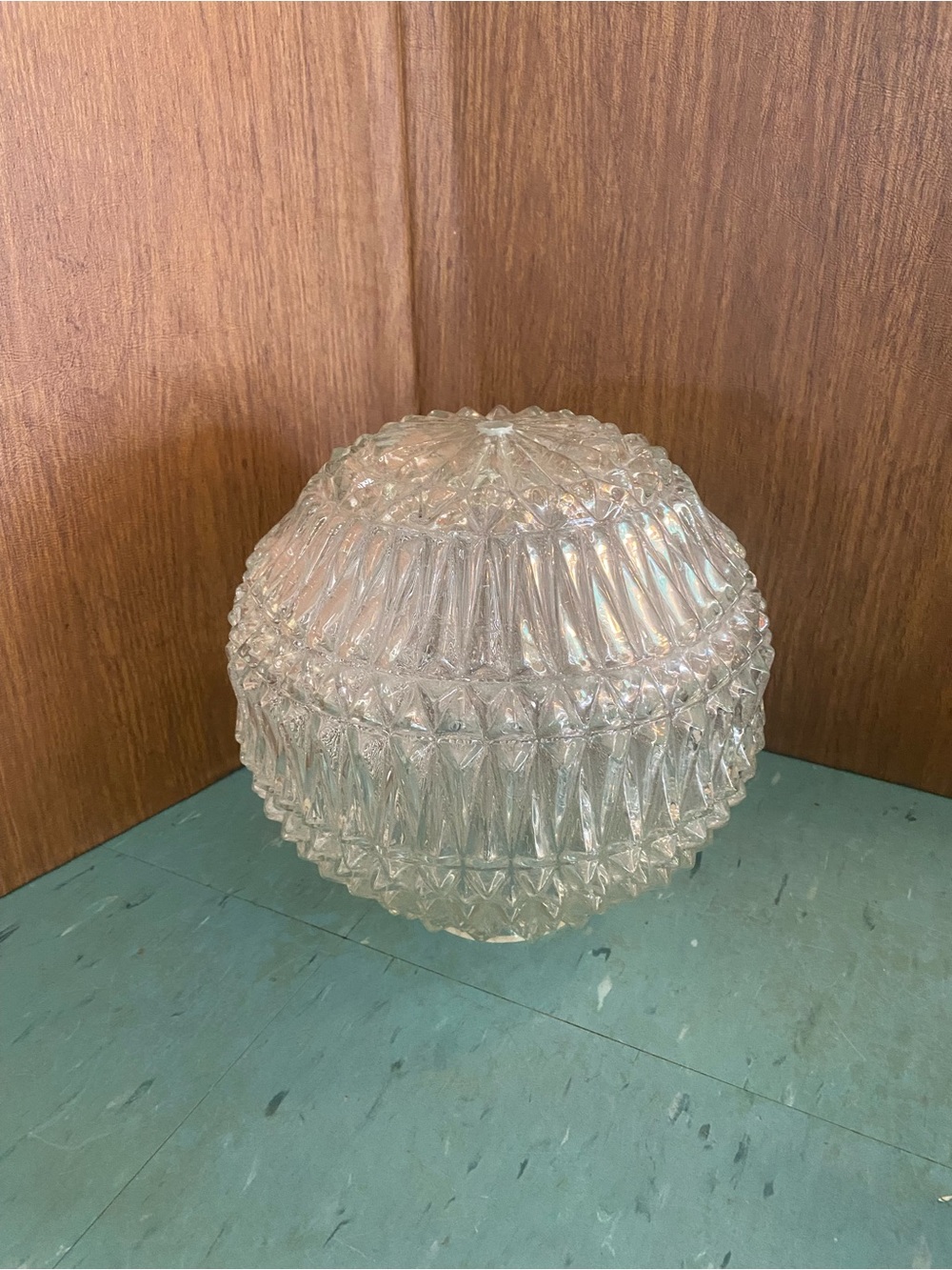 Vintage cut glass globe for lamp replacement clear glass